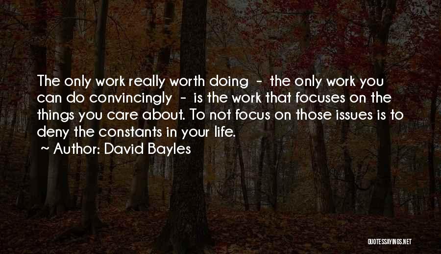 David Bayles Quotes: The Only Work Really Worth Doing - The Only Work You Can Do Convincingly - Is The Work That Focuses