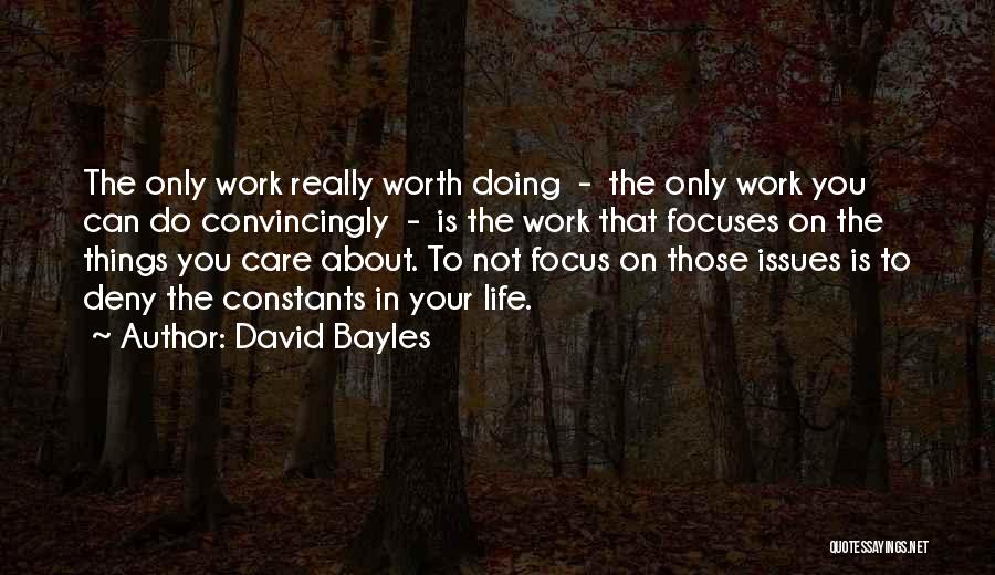 David Bayles Quotes: The Only Work Really Worth Doing - The Only Work You Can Do Convincingly - Is The Work That Focuses