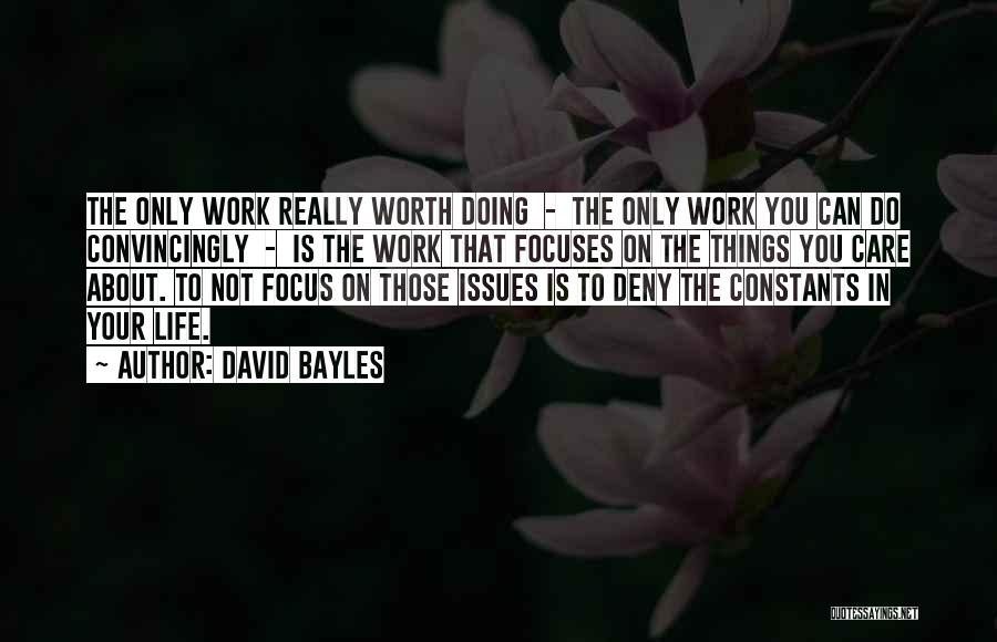 David Bayles Quotes: The Only Work Really Worth Doing - The Only Work You Can Do Convincingly - Is The Work That Focuses