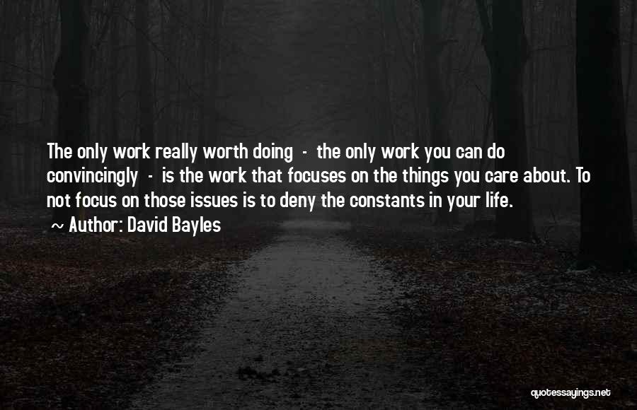 David Bayles Quotes: The Only Work Really Worth Doing - The Only Work You Can Do Convincingly - Is The Work That Focuses