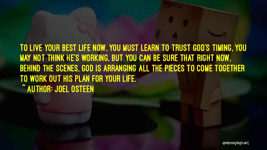 Joel Osteen Quotes: To Live Your Best Life Now, You Must Learn To Trust God's Timing, You May Not Think He's Working, But