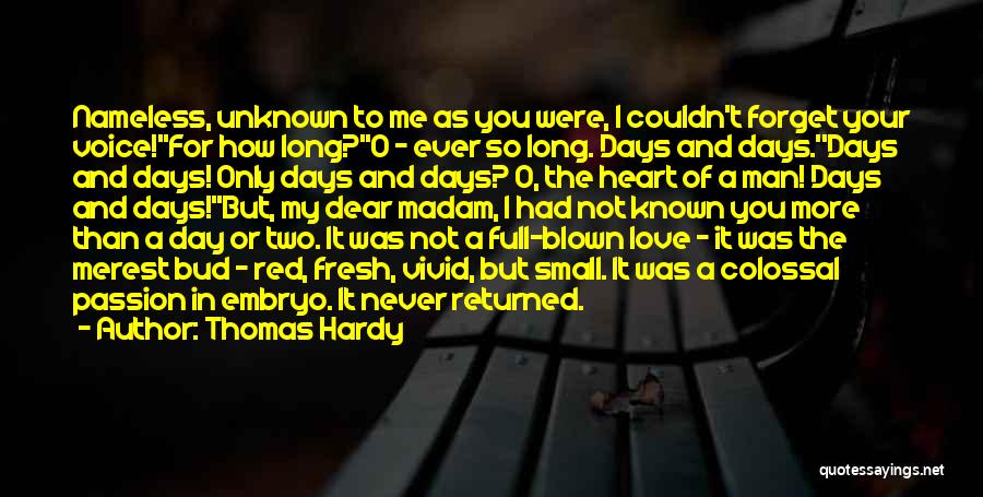 Thomas Hardy Quotes: Nameless, Unknown To Me As You Were, I Couldn't Forget Your Voice!''for How Long?''o - Ever So Long. Days And