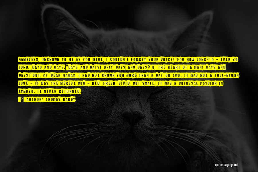 Thomas Hardy Quotes: Nameless, Unknown To Me As You Were, I Couldn't Forget Your Voice!''for How Long?''o - Ever So Long. Days And