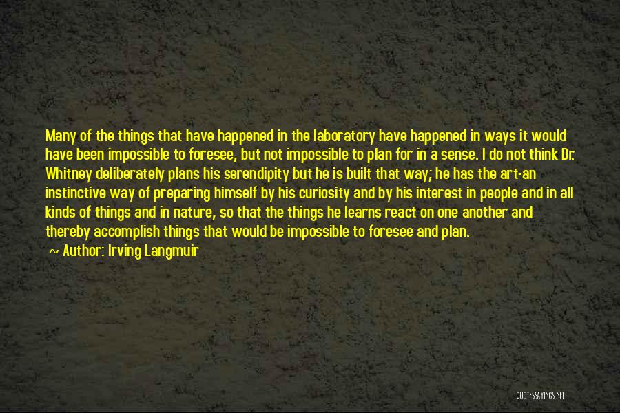 Irving Langmuir Quotes: Many Of The Things That Have Happened In The Laboratory Have Happened In Ways It Would Have Been Impossible To