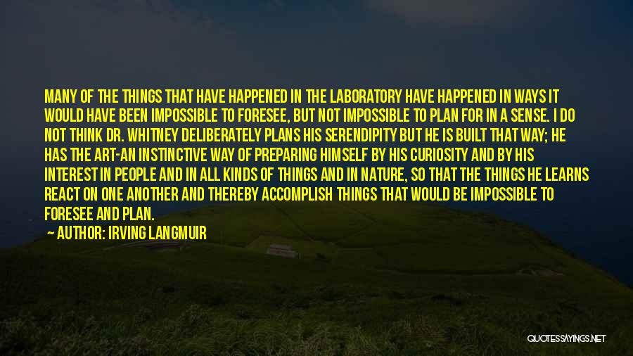 Irving Langmuir Quotes: Many Of The Things That Have Happened In The Laboratory Have Happened In Ways It Would Have Been Impossible To