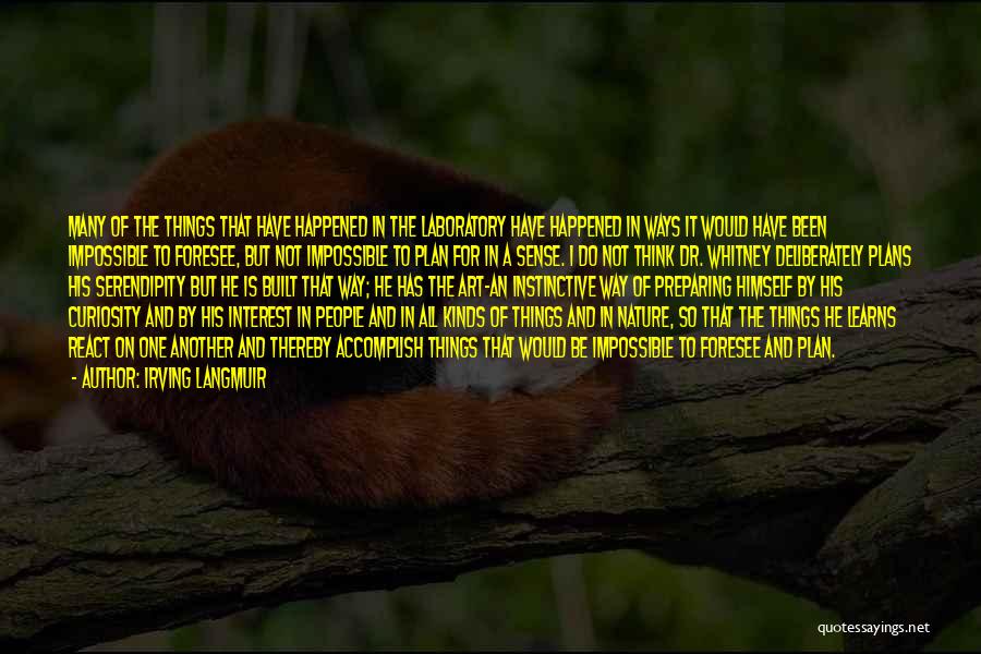 Irving Langmuir Quotes: Many Of The Things That Have Happened In The Laboratory Have Happened In Ways It Would Have Been Impossible To
