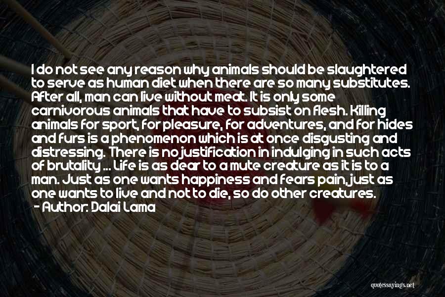 Dalai Lama Quotes: I Do Not See Any Reason Why Animals Should Be Slaughtered To Serve As Human Diet When There Are So