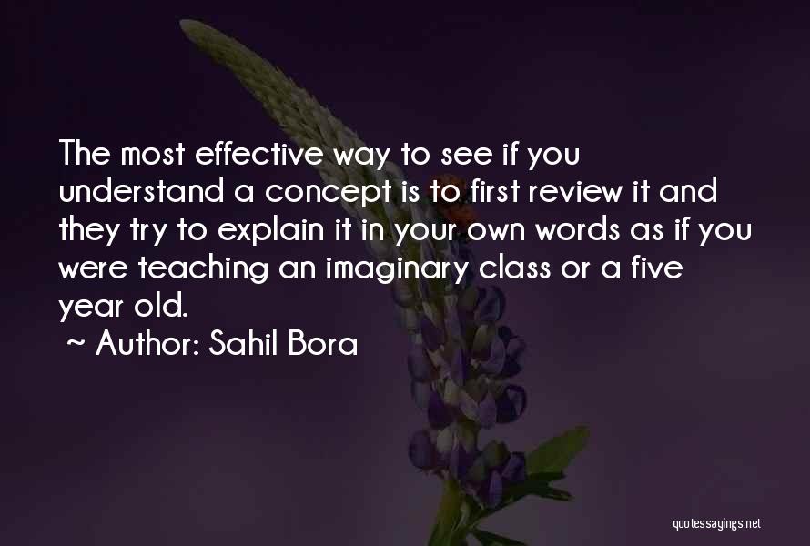 Sahil Bora Quotes: The Most Effective Way To See If You Understand A Concept Is To First Review It And They Try To