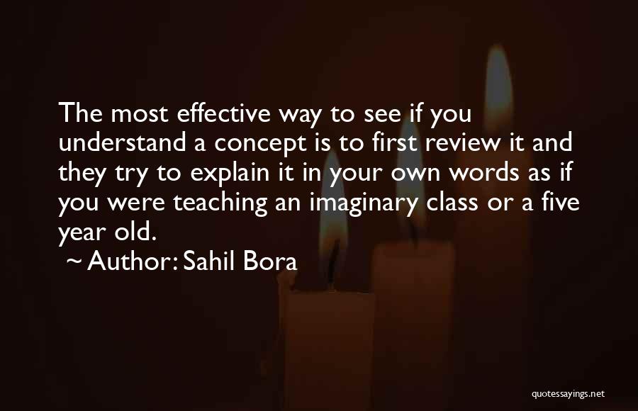 Sahil Bora Quotes: The Most Effective Way To See If You Understand A Concept Is To First Review It And They Try To
