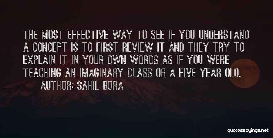 Sahil Bora Quotes: The Most Effective Way To See If You Understand A Concept Is To First Review It And They Try To