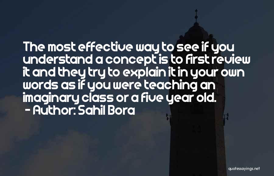 Sahil Bora Quotes: The Most Effective Way To See If You Understand A Concept Is To First Review It And They Try To