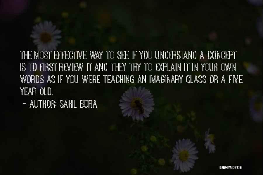 Sahil Bora Quotes: The Most Effective Way To See If You Understand A Concept Is To First Review It And They Try To