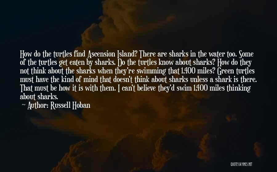 Russell Hoban Quotes: How Do The Turtles Find Ascension Island? There Are Sharks In The Water Too. Some Of The Turtles Get Eaten