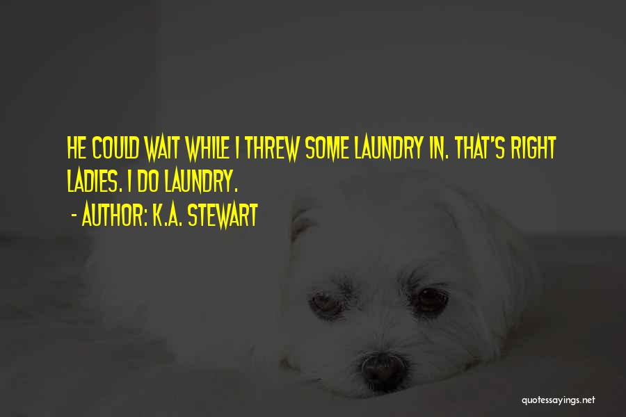 K.A. Stewart Quotes: He Could Wait While I Threw Some Laundry In. That's Right Ladies. I Do Laundry.