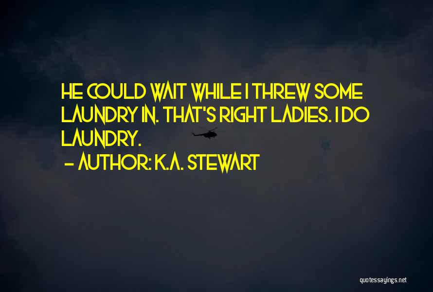 K.A. Stewart Quotes: He Could Wait While I Threw Some Laundry In. That's Right Ladies. I Do Laundry.