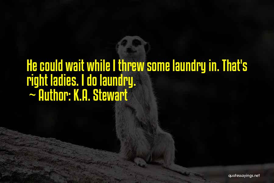 K.A. Stewart Quotes: He Could Wait While I Threw Some Laundry In. That's Right Ladies. I Do Laundry.