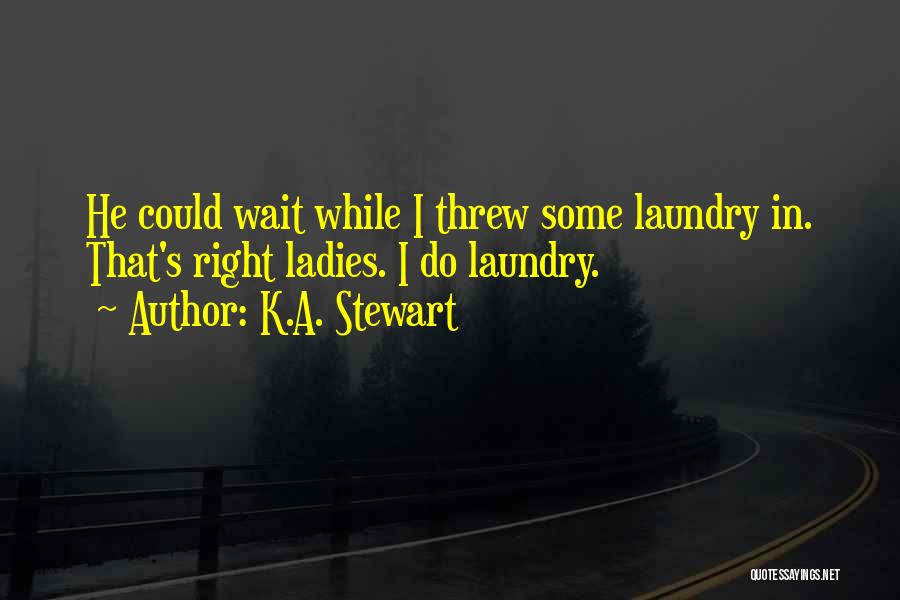 K.A. Stewart Quotes: He Could Wait While I Threw Some Laundry In. That's Right Ladies. I Do Laundry.