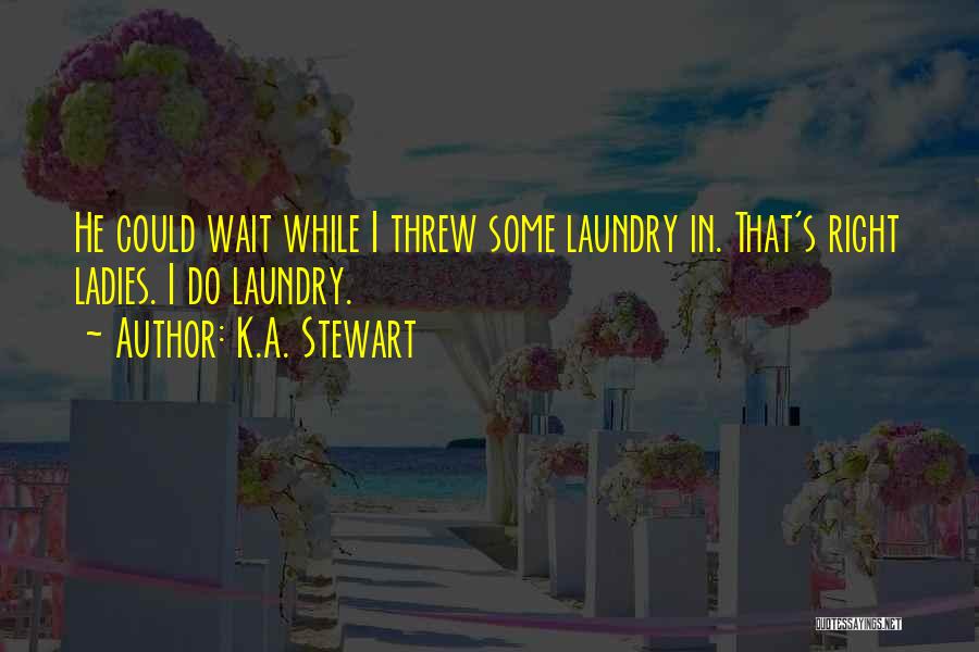 K.A. Stewart Quotes: He Could Wait While I Threw Some Laundry In. That's Right Ladies. I Do Laundry.