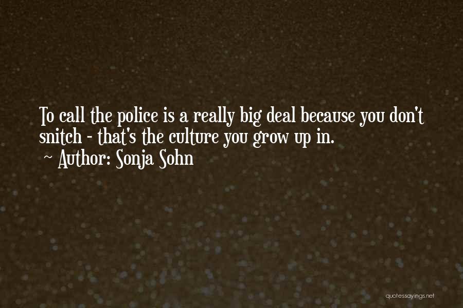 Sonja Sohn Quotes: To Call The Police Is A Really Big Deal Because You Don't Snitch - That's The Culture You Grow Up