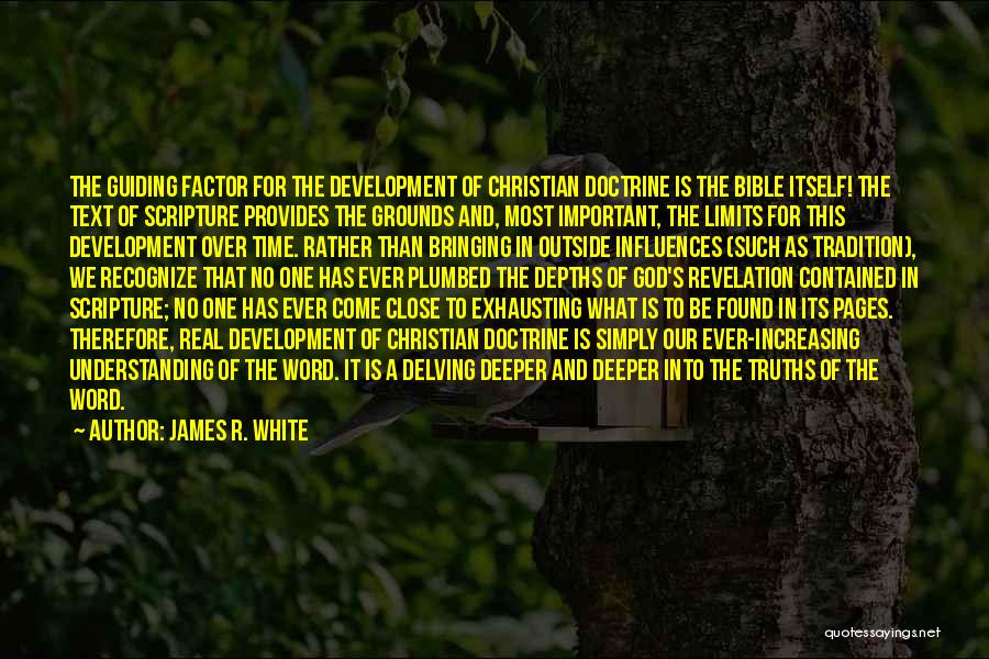 James R. White Quotes: The Guiding Factor For The Development Of Christian Doctrine Is The Bible Itself! The Text Of Scripture Provides The Grounds