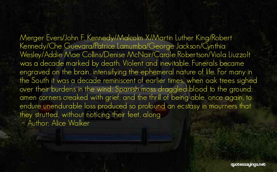 Alice Walker Quotes: Merger Evers/john F. Kennedy/malcolm X/martin Luther King/robert Kennedy/che Guevara/patrice Lamumba/george Jackson/cynthia Wesley/addie Mae Collins/denise Mcnair/carole Robertson/viola Liuzzoit Was A Decade