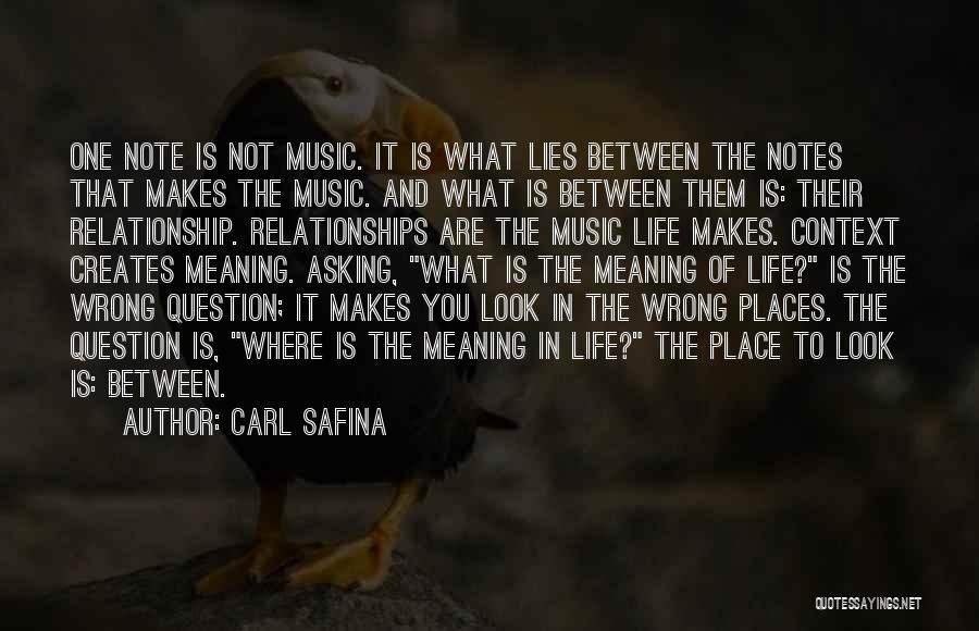 Carl Safina Quotes: One Note Is Not Music. It Is What Lies Between The Notes That Makes The Music. And What Is Between