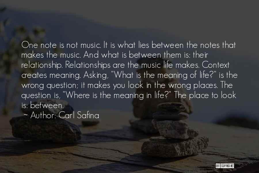 Carl Safina Quotes: One Note Is Not Music. It Is What Lies Between The Notes That Makes The Music. And What Is Between