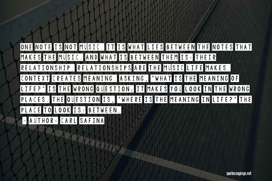 Carl Safina Quotes: One Note Is Not Music. It Is What Lies Between The Notes That Makes The Music. And What Is Between