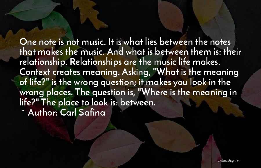 Carl Safina Quotes: One Note Is Not Music. It Is What Lies Between The Notes That Makes The Music. And What Is Between