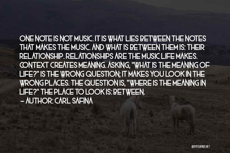 Carl Safina Quotes: One Note Is Not Music. It Is What Lies Between The Notes That Makes The Music. And What Is Between