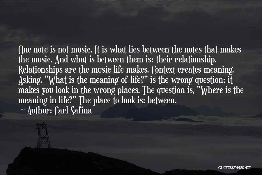 Carl Safina Quotes: One Note Is Not Music. It Is What Lies Between The Notes That Makes The Music. And What Is Between