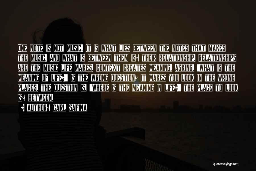 Carl Safina Quotes: One Note Is Not Music. It Is What Lies Between The Notes That Makes The Music. And What Is Between