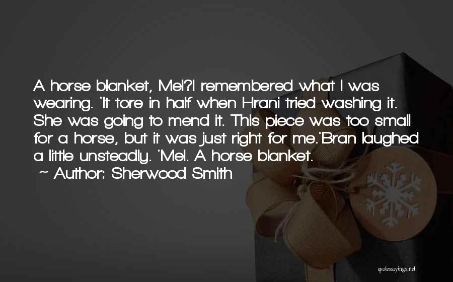 Sherwood Smith Quotes: A Horse Blanket, Mel?i Remembered What I Was Wearing. 'it Tore In Half When Hrani Tried Washing It. She Was