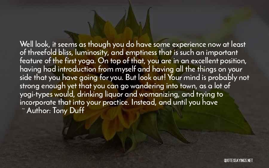 Tony Duff Quotes: Well Look, It Seems As Though You Do Have Some Experience Now At Least Of Threefold Bliss, Luminosity, And Emptiness