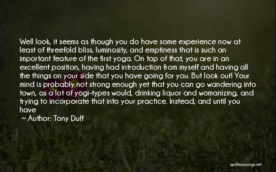 Tony Duff Quotes: Well Look, It Seems As Though You Do Have Some Experience Now At Least Of Threefold Bliss, Luminosity, And Emptiness