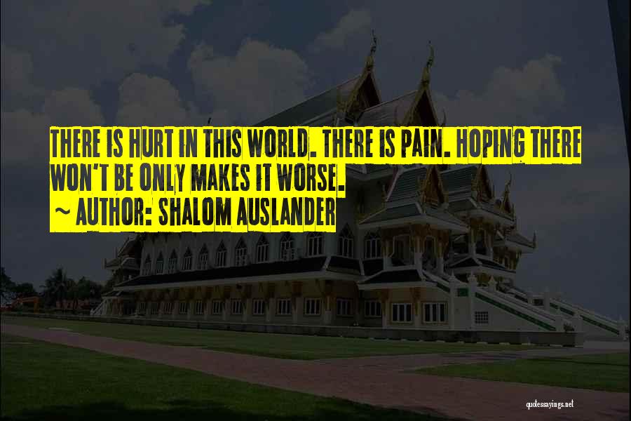 Shalom Auslander Quotes: There Is Hurt In This World. There Is Pain. Hoping There Won't Be Only Makes It Worse.