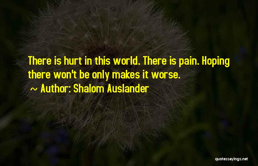 Shalom Auslander Quotes: There Is Hurt In This World. There Is Pain. Hoping There Won't Be Only Makes It Worse.