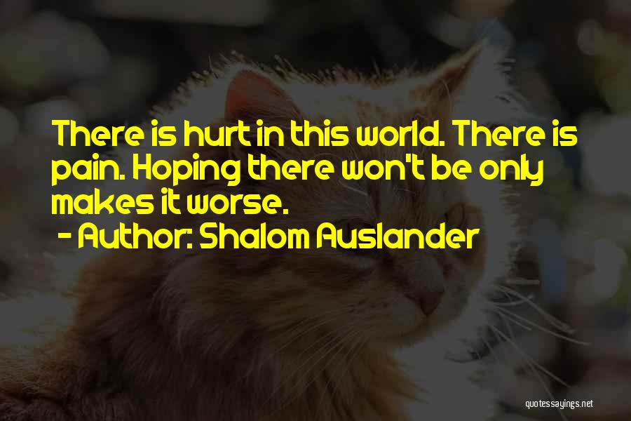 Shalom Auslander Quotes: There Is Hurt In This World. There Is Pain. Hoping There Won't Be Only Makes It Worse.