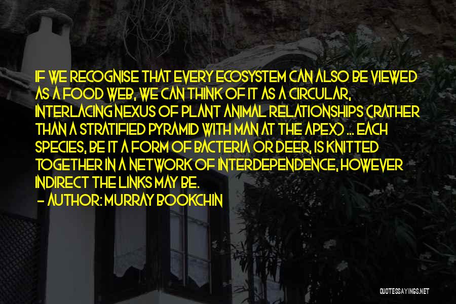 Murray Bookchin Quotes: If We Recognise That Every Ecosystem Can Also Be Viewed As A Food Web, We Can Think Of It As