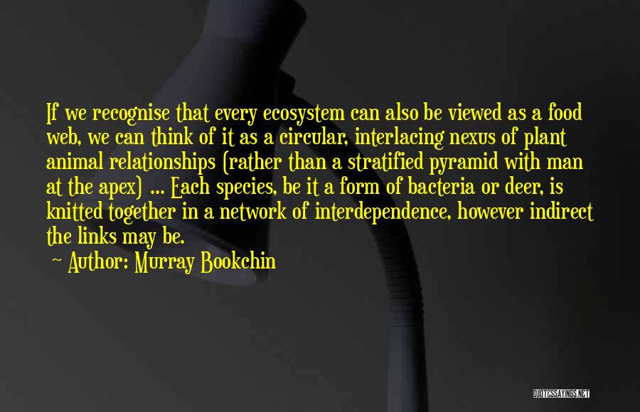 Murray Bookchin Quotes: If We Recognise That Every Ecosystem Can Also Be Viewed As A Food Web, We Can Think Of It As