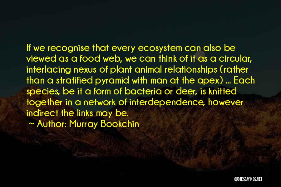 Murray Bookchin Quotes: If We Recognise That Every Ecosystem Can Also Be Viewed As A Food Web, We Can Think Of It As