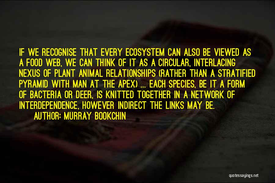 Murray Bookchin Quotes: If We Recognise That Every Ecosystem Can Also Be Viewed As A Food Web, We Can Think Of It As