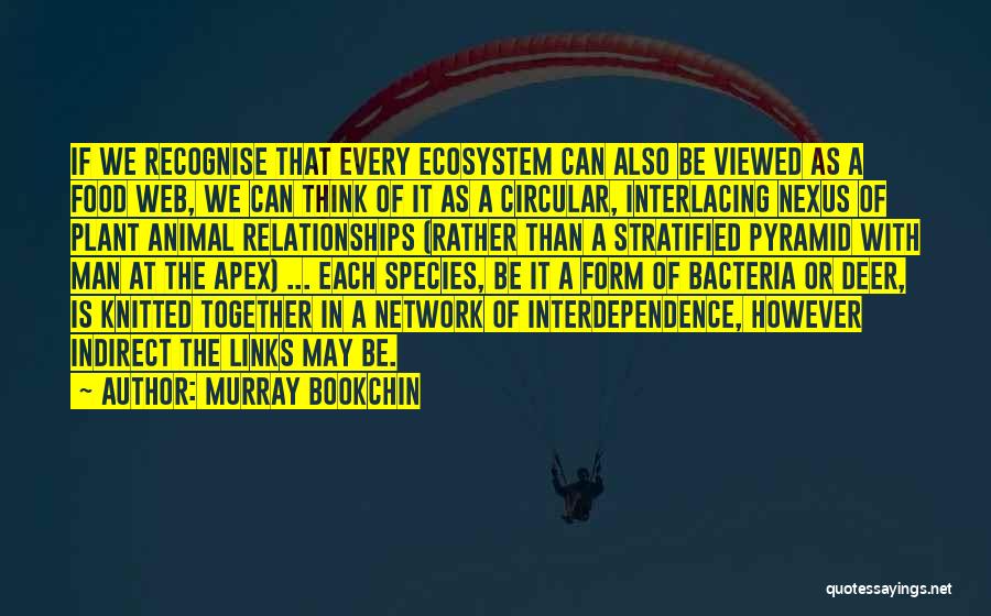 Murray Bookchin Quotes: If We Recognise That Every Ecosystem Can Also Be Viewed As A Food Web, We Can Think Of It As