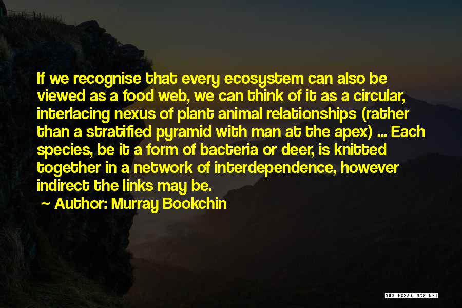 Murray Bookchin Quotes: If We Recognise That Every Ecosystem Can Also Be Viewed As A Food Web, We Can Think Of It As