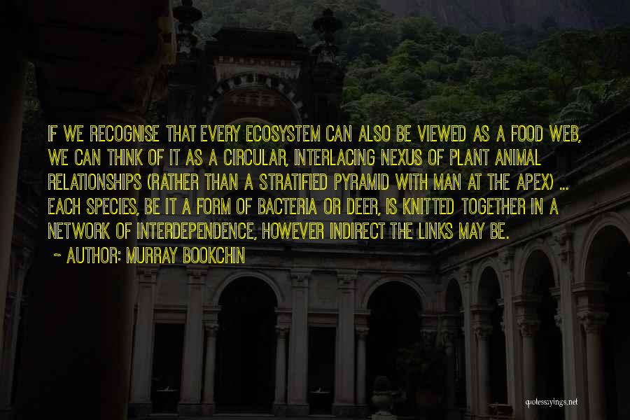 Murray Bookchin Quotes: If We Recognise That Every Ecosystem Can Also Be Viewed As A Food Web, We Can Think Of It As