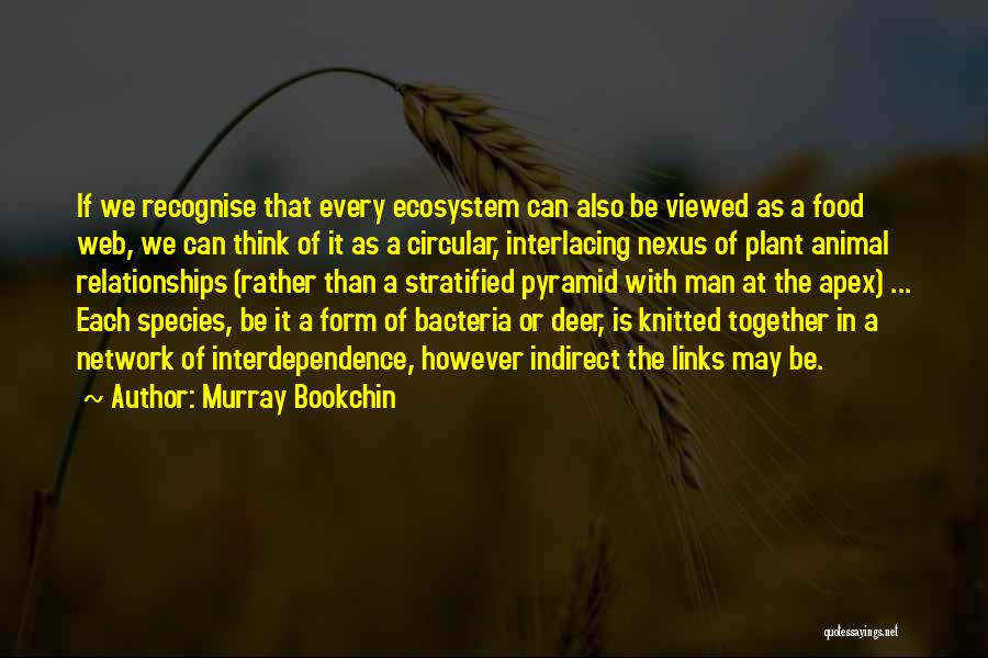 Murray Bookchin Quotes: If We Recognise That Every Ecosystem Can Also Be Viewed As A Food Web, We Can Think Of It As