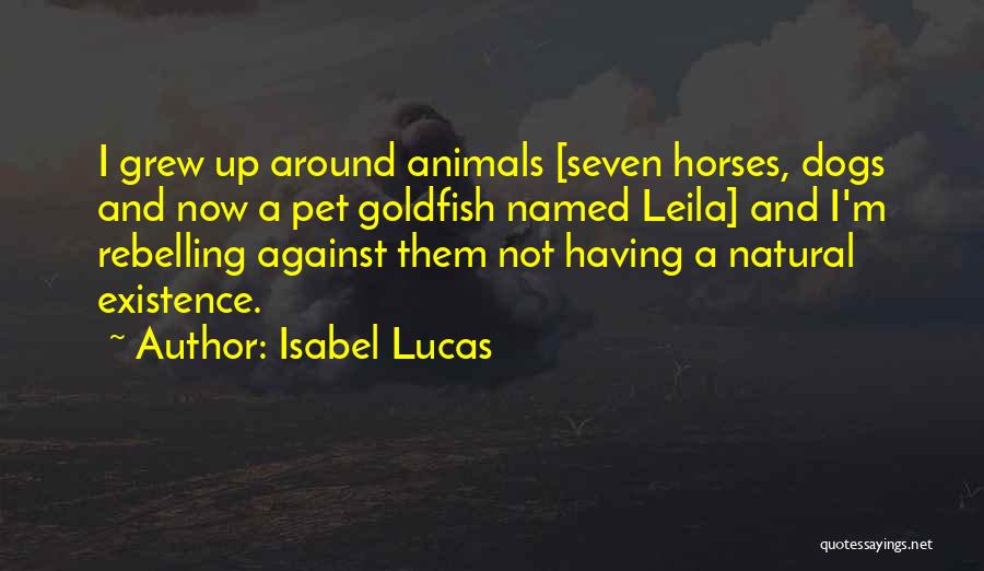 Isabel Lucas Quotes: I Grew Up Around Animals [seven Horses, Dogs And Now A Pet Goldfish Named Leila] And I'm Rebelling Against Them