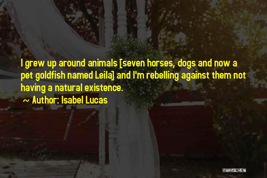 Isabel Lucas Quotes: I Grew Up Around Animals [seven Horses, Dogs And Now A Pet Goldfish Named Leila] And I'm Rebelling Against Them