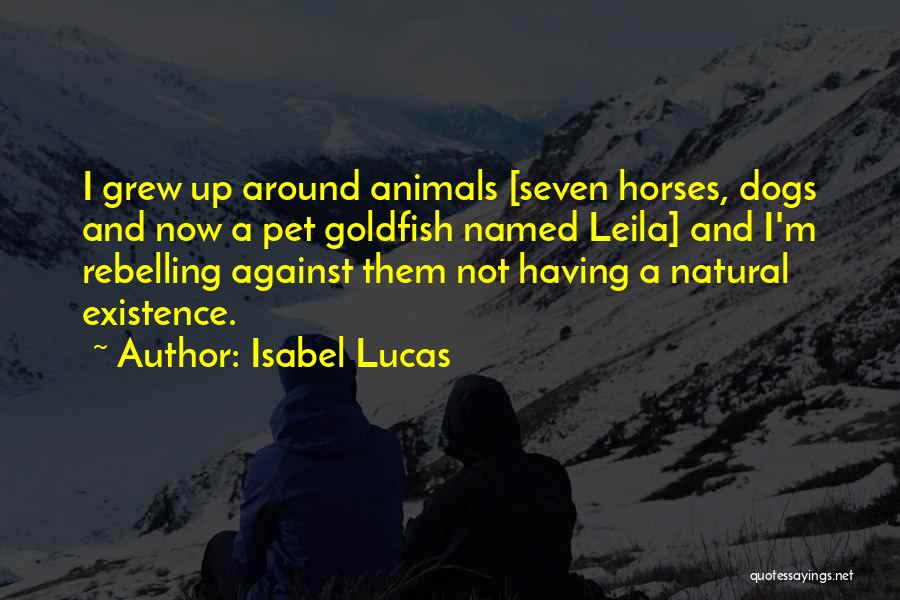 Isabel Lucas Quotes: I Grew Up Around Animals [seven Horses, Dogs And Now A Pet Goldfish Named Leila] And I'm Rebelling Against Them