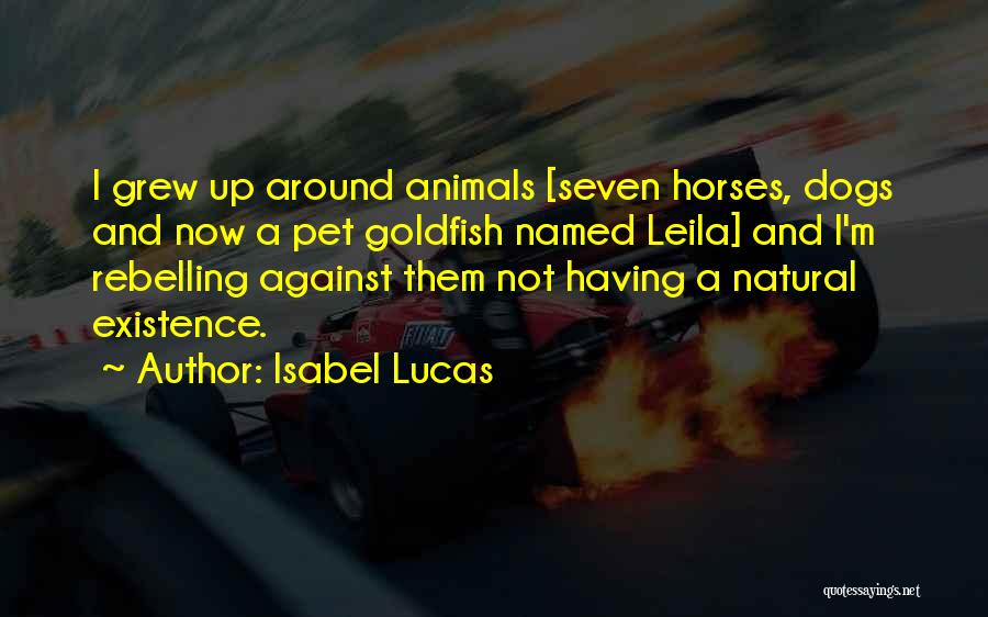 Isabel Lucas Quotes: I Grew Up Around Animals [seven Horses, Dogs And Now A Pet Goldfish Named Leila] And I'm Rebelling Against Them
